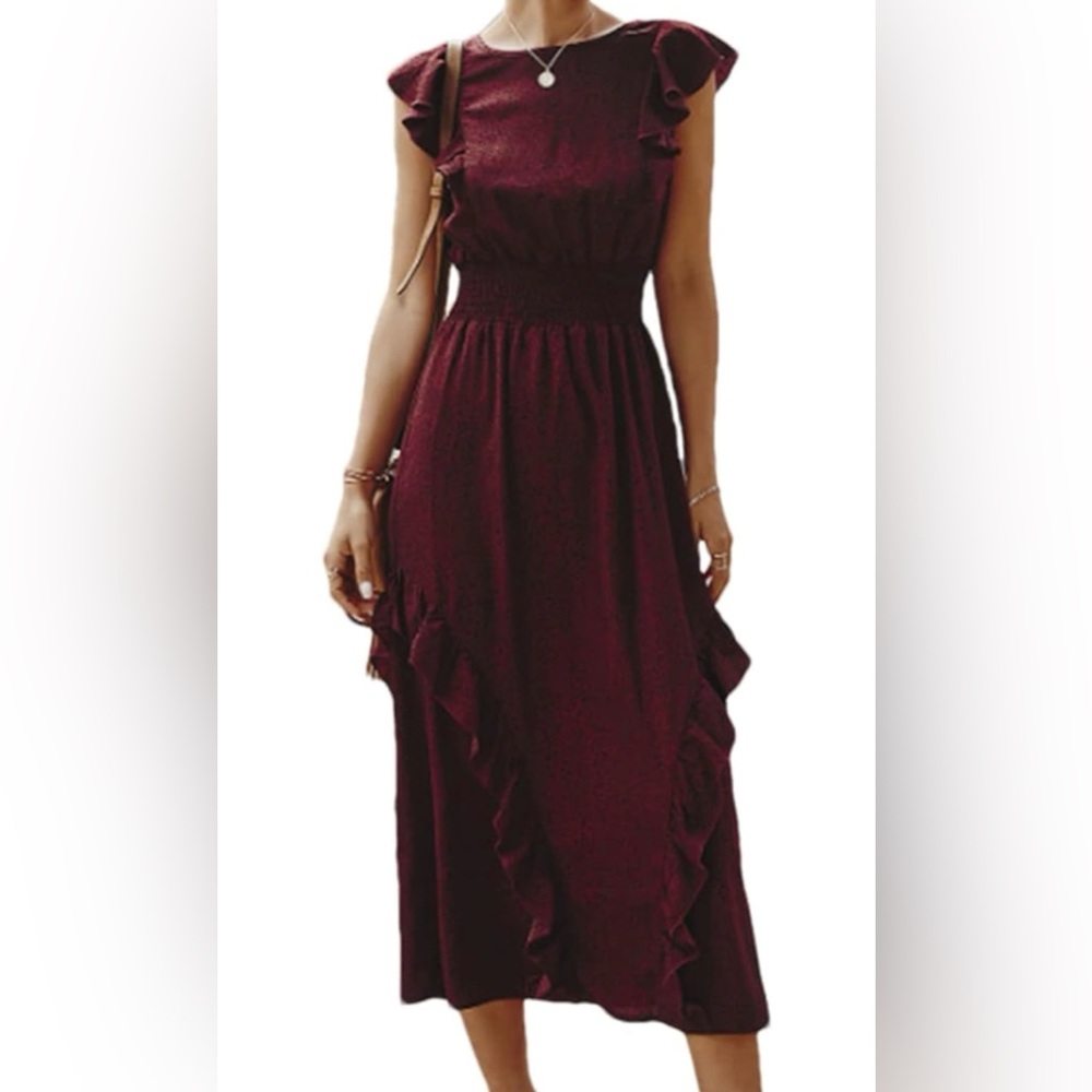 NWOT burgundy dot dress - NWOT